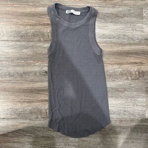 Zara Gray Sleeveless Ribbed Tank